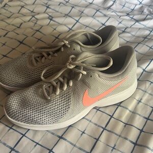 Nike Women's Gray and Coral Sneakers